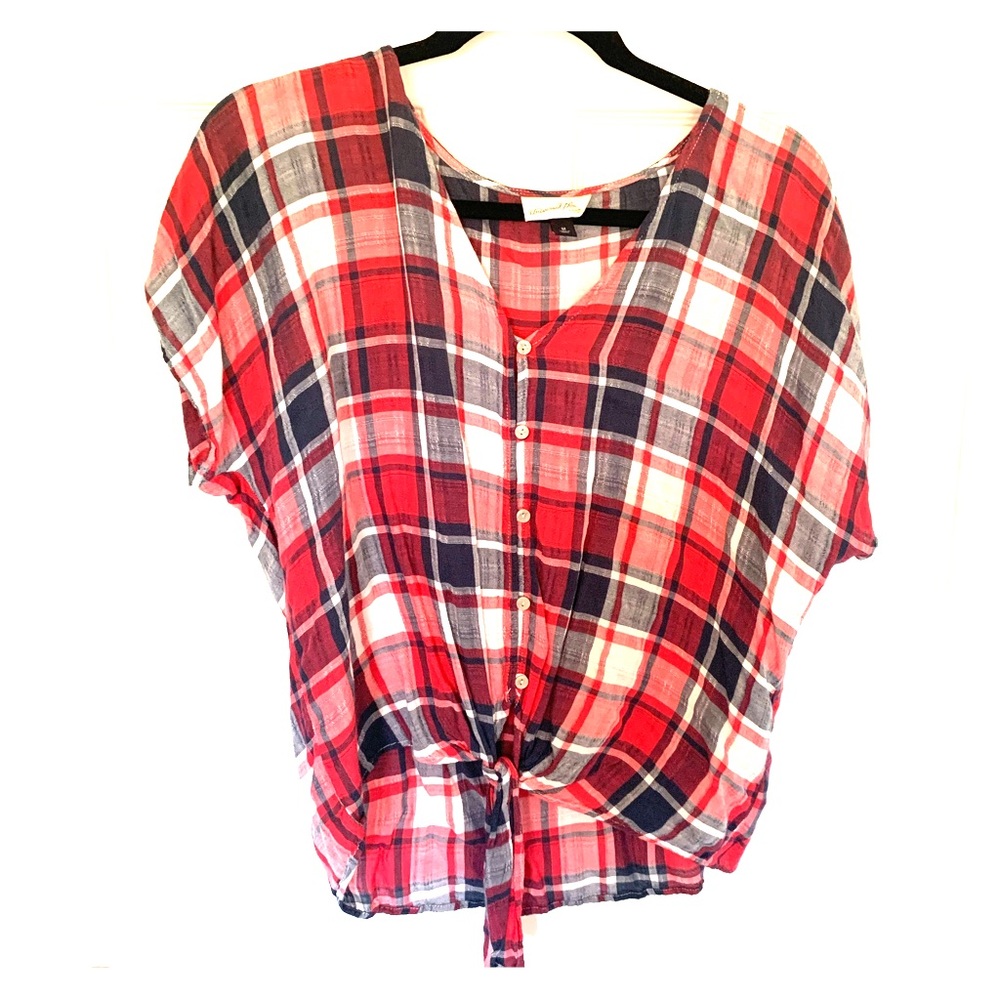 Plaid Tie-Front Crop Top